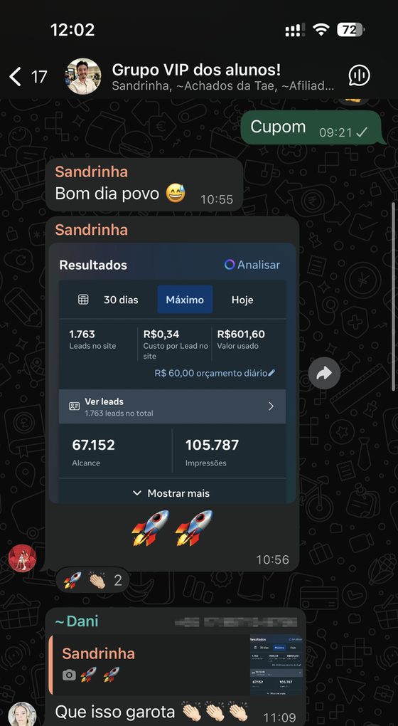 print de aluno · 1.763 membros a R$0,34