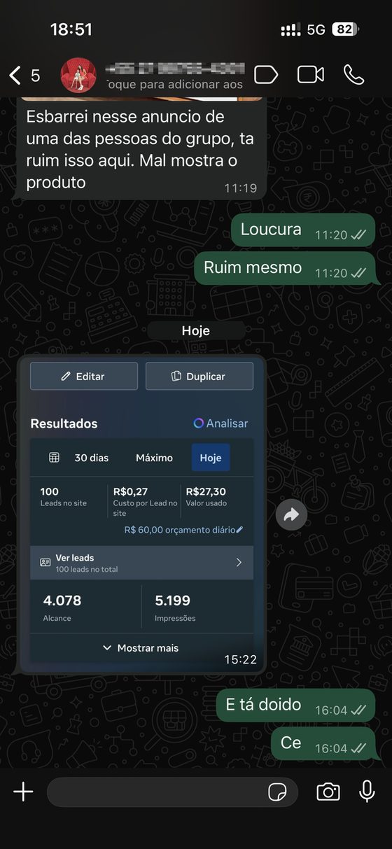 print de aluno · custo por lead R$0,27